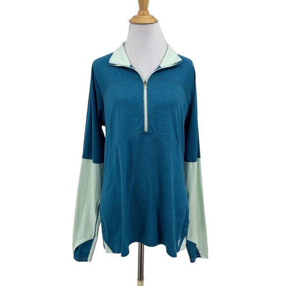 Korsa Shirt Womens XL Extra Large Multi Static Run Sports Half Zip Thumbholes - Picture 1 of 16